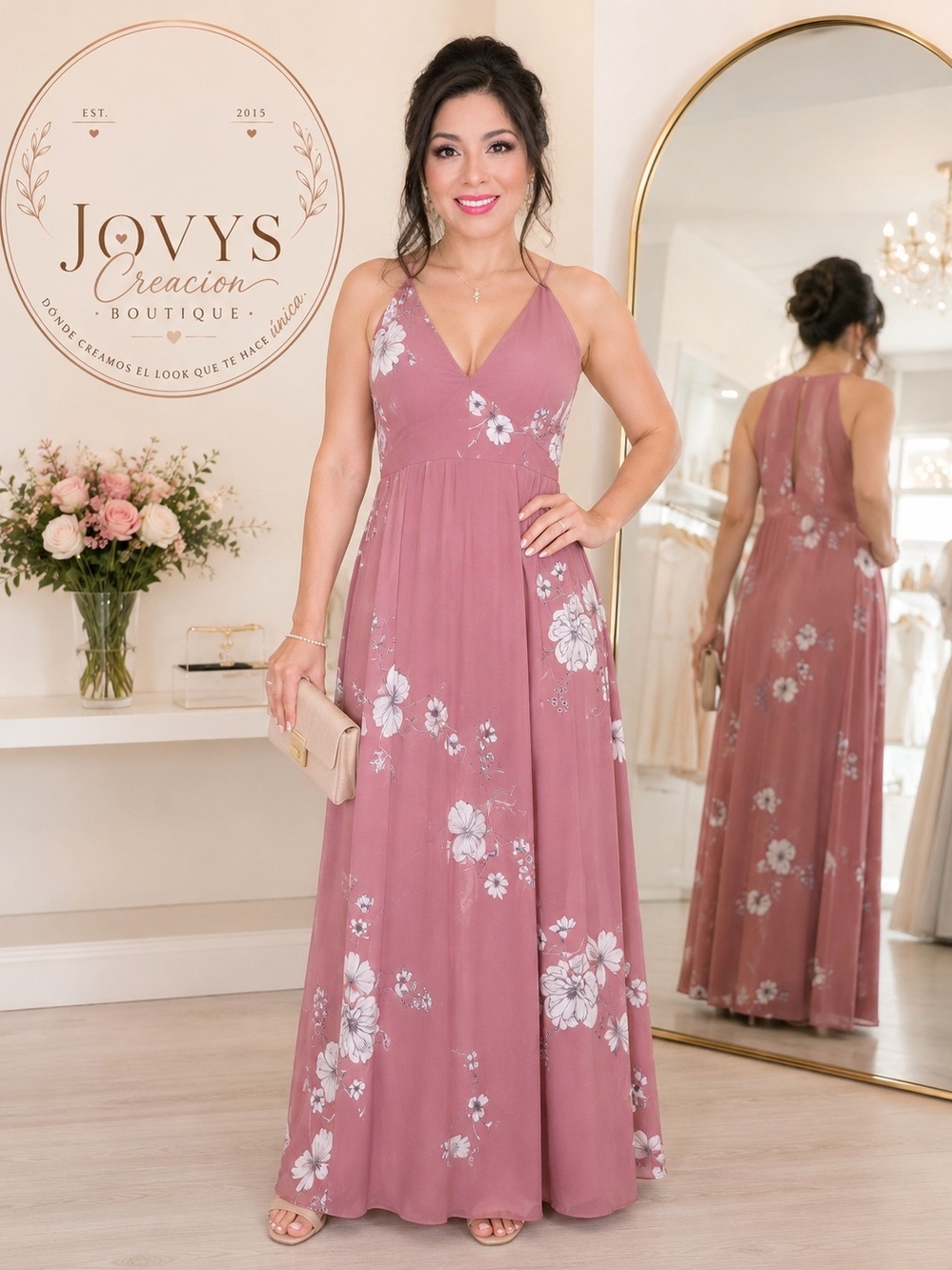 Express Dusty Rose Floral Maxi Dress